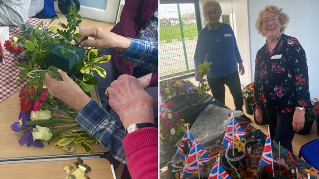 People flower arranging